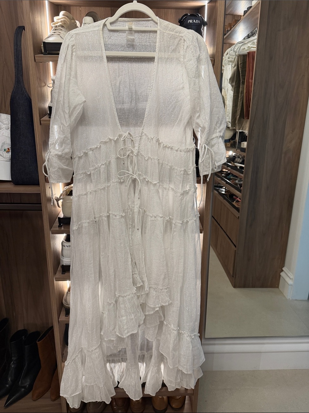 PQ Swim White Sheer Ruffled Swim Coverup